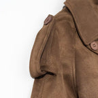 Women Longer tailored double-breasted wool blend trench coat with belt and shawl collar Fashion Glam