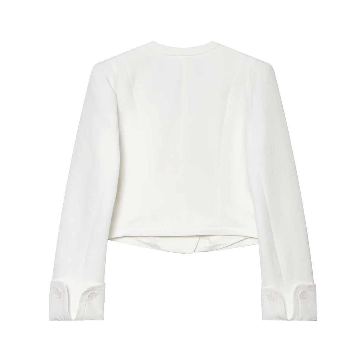 Women cropped double-breasted blazer with V-neck and cuffed sleeves Fashion Glam