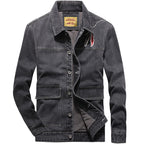 Men's denim jacket with patch pockets and worn effects Fashion Glam