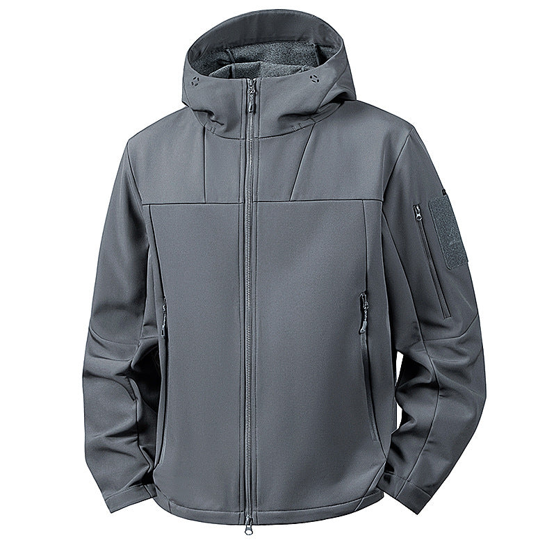 Men's wind and water-repellent softshell jacket with hood and tactical pockets Fashion Glam