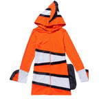 Ladies' animal costume in clownfish design with hood and colorful accents Fashion Glam