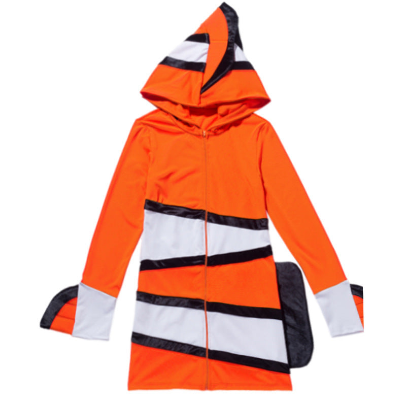 Ladies' animal costume in clownfish design with hood and colorful accents Fashion Glam