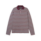 Men's long sleeve polo shirt with fine striped pattern and ribbed collar Fashion Glam