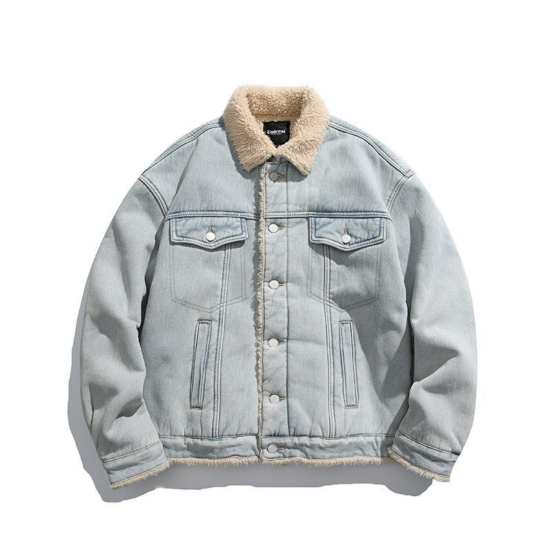 Unisex Oversize Denim Jacket with Teddy Lining and Sherpa Collar Fashion Glam