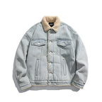 Unisex Oversize Denim Jacket with Teddy Lining and Sherpa Collar Fashion Glam