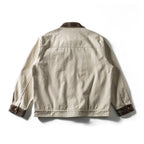 Men's Oversize Trucker Jacket made of Canvas with Contrast Check Collar and Patch Chest Pockets Fashion Glam