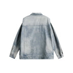 Unisex Boxy Denim Jacket with Double Chest Zipper, Flap Pockets and Straight Hem Fashion Glam