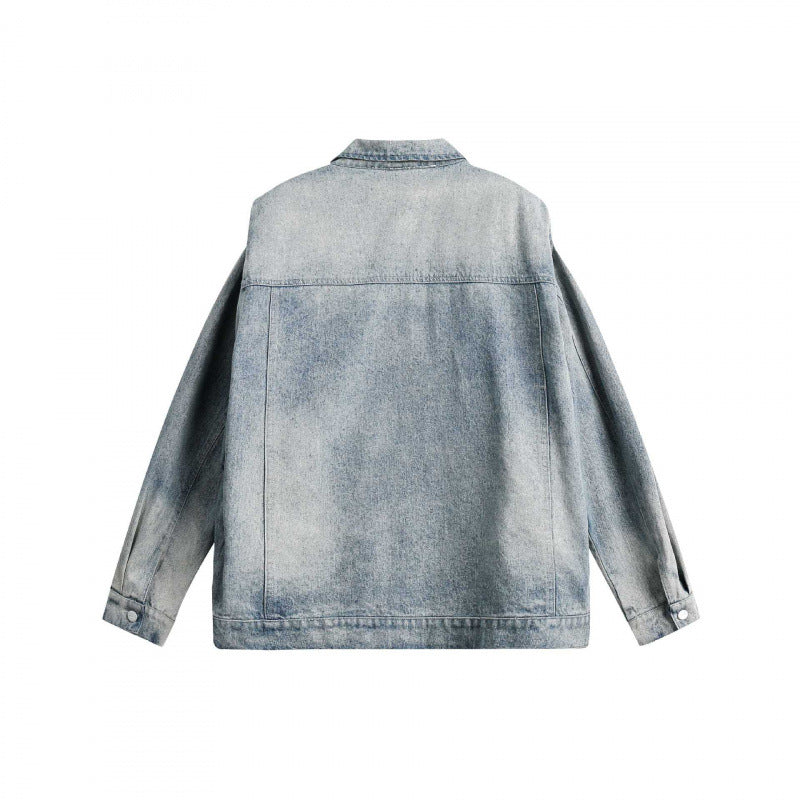 Unisex Boxy Denim Jacket with Double Chest Zipper, Flap Pockets and Straight Hem Fashion Glam