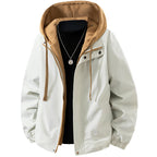 Men's Two-Layer Windbreaker Hooded Jacket with Contrast Lining and Concealed Zipper Fashion Glam