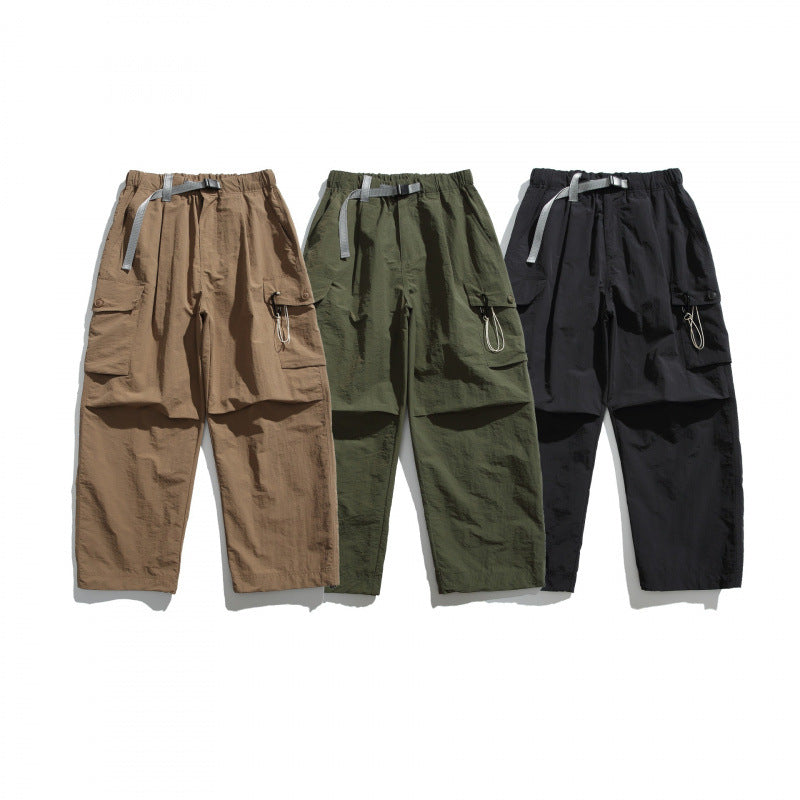 Men's Utility Cargo Pants with Wide Leg, Elastic Waistband and Multiple Pockets Fashion Glam