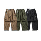 Men's Utility Cargo Pants with Wide Leg, Elastic Waistband and Multiple Pockets Fashion Glam