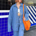 Women's Oversized Denim Shirt Jacket in Co-Ord Look with Loose Fit Fashion Glam