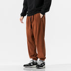Men's wide-cut fleece jogging pants with elastic cuffs and side pockets Fashion Glam