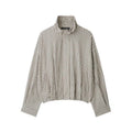 Women's short-cut checked bomber jacket with stand-up collar, elastic hem and concealed zipper Fashion Glam