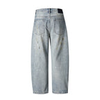 Men's Loose-Fit Vintage Denim Pants with Used Effect, Paint-Splatter and Distressed Details Fashion Glam