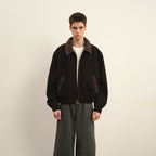 Men's bomber jacket with teddy collar, zipper, and elastic hem Fashion Glam