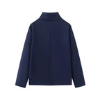Women's Short Cut Boxy Wool Blend Coat with Stand-Up Collar and Concealed Double Button Placket Fashion Glam