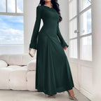 Women's maxi dress with gathered waist and bell sleeves Fashion Glam