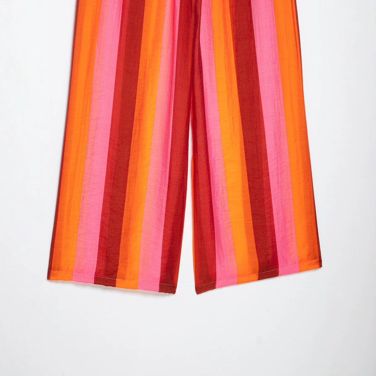 Women's Wide Culotte Pants with Drawstring Waist and Vertical Stripes Fashion Glam