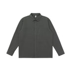 Unisex Boxy Shirt Jacket with Zipper Chest Pocket and Concealed Snap Placket Fashion Glam