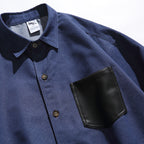 Men's overshirt-jacket in worker look with contrasting leather-look chest pocket Fashion Glam