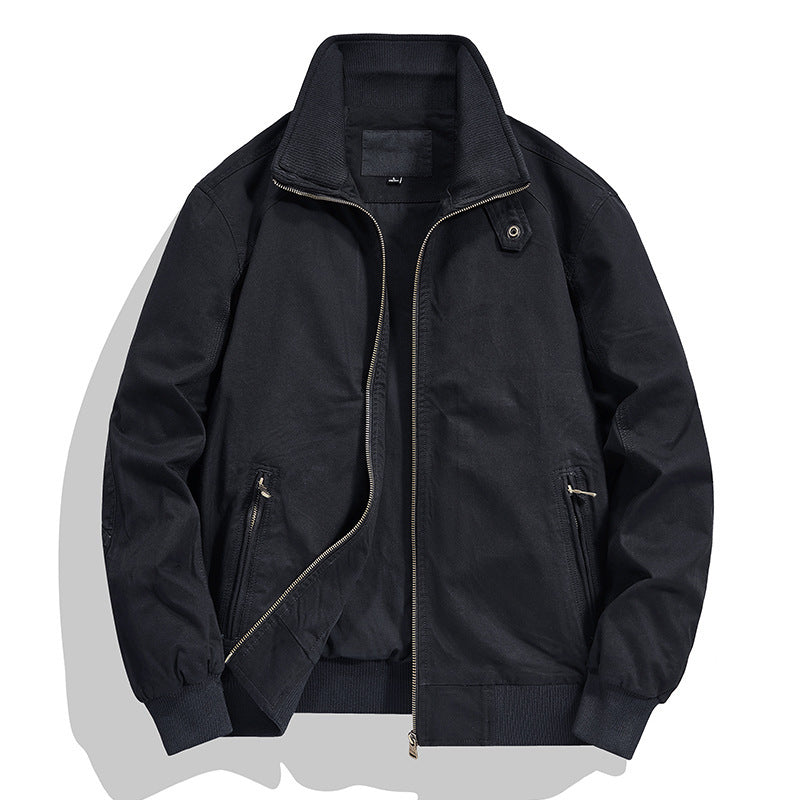 Men's cotton canvas blouson with ribbed cuffs and stand-up collar Fashion Glam