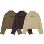 Women’s utilitarian short jacket with zipper and shirt collar Fashion Glam