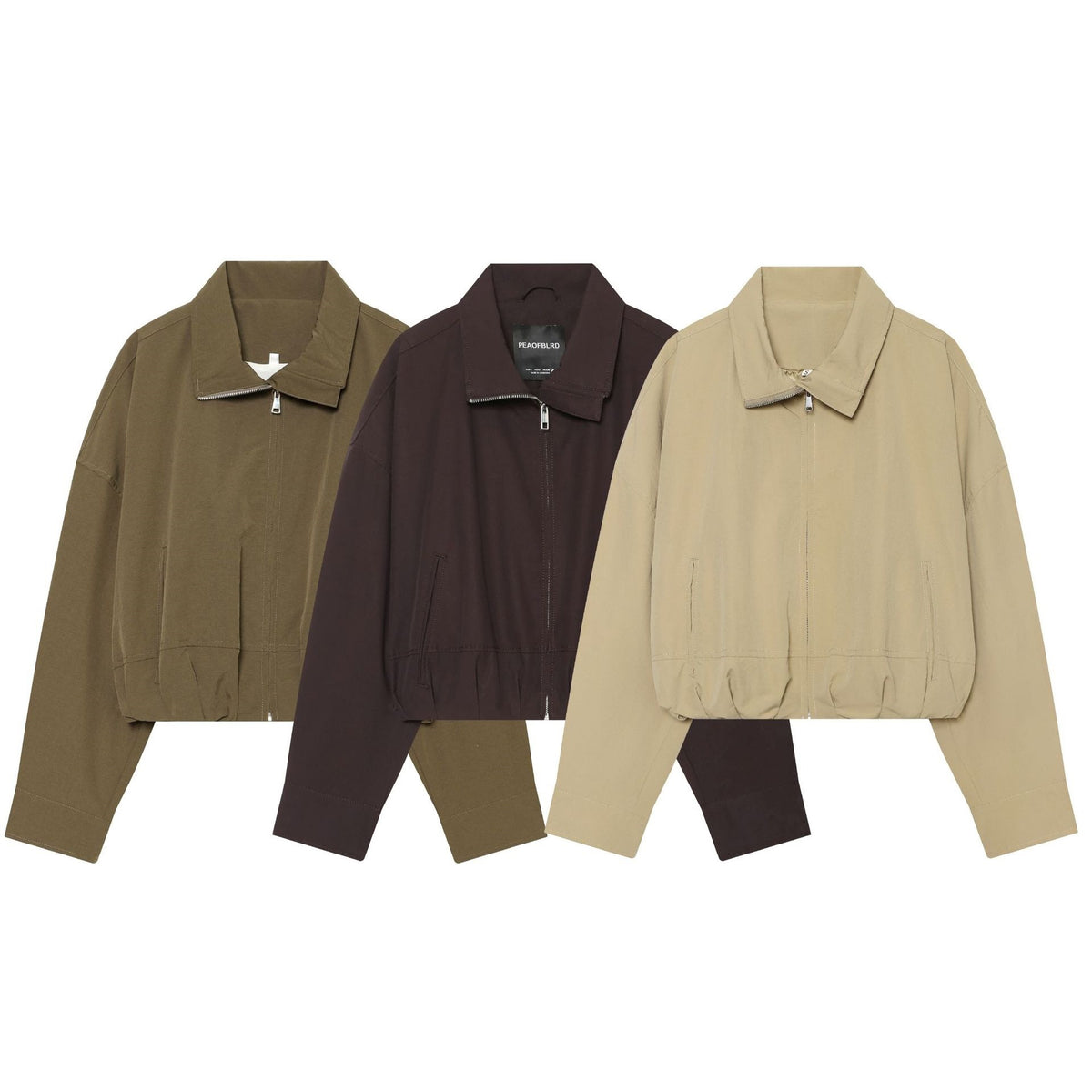 Women’s utilitarian short jacket with zipper and shirt collar Fashion Glam