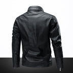 Men's Slim-Fit Biker Jacket in Leather Look with Stand-Up Collar and Quilted Shoulder Area Fashion Glam