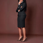 Women's Elegant Blazer and Skirt Set with Form-Fitting Silhouette Fashion Glam