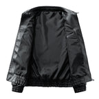Men's leather bomber jacket in oversized style with elastic hem and zipper Fashion Glam