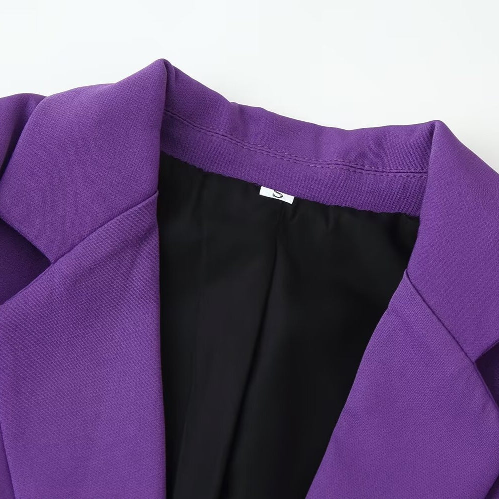 Women's Single-breasted Tailored Blazer with Narrow Lapels and Piped Pockets Fashion Glam