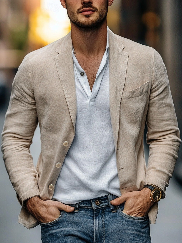 Men's Casual Linen Blazer Fashion Glam