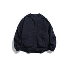 Unisex Lightweight Oversize Utility Jacket without Collar with Front Zipper and Patch Pockets Fashion Glam