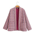 Women Quilted Kimono Overlay Jacket with Open Cut and Patch Pockets Fashion Glam