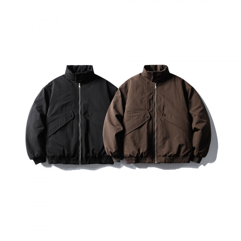 Unisex short boxy isolation jacket with diagonal flap pocket detail and elastic hem Fashion Glam