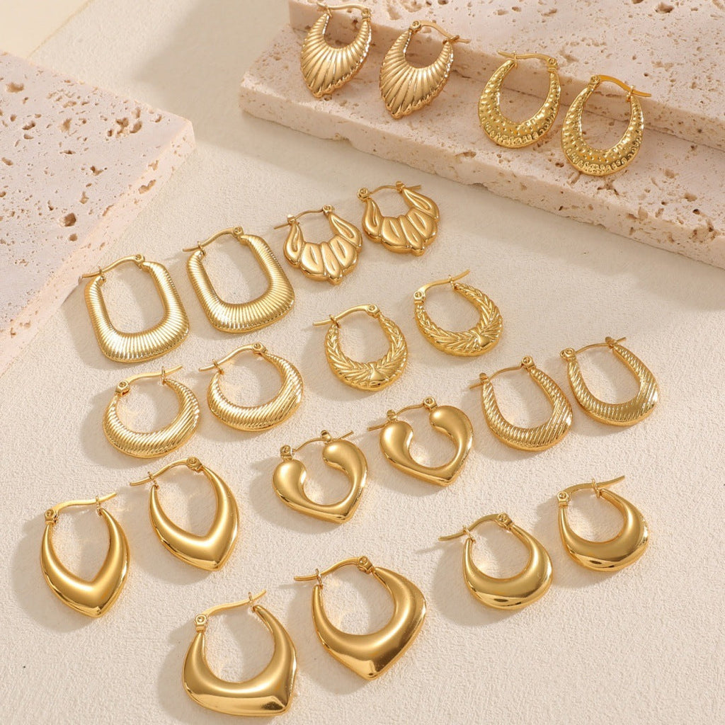 Women's Hanging Earrings with Integrated, Textured Design Fashion Glam