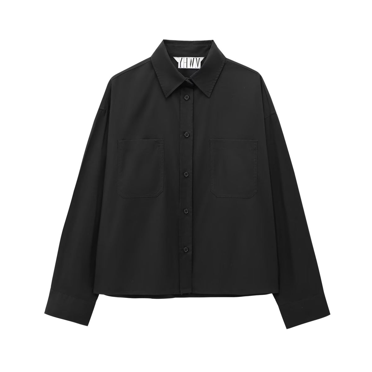 Women's Boxy Cropped Shirt Jacket with Patch Chest Pockets Fashion Glam