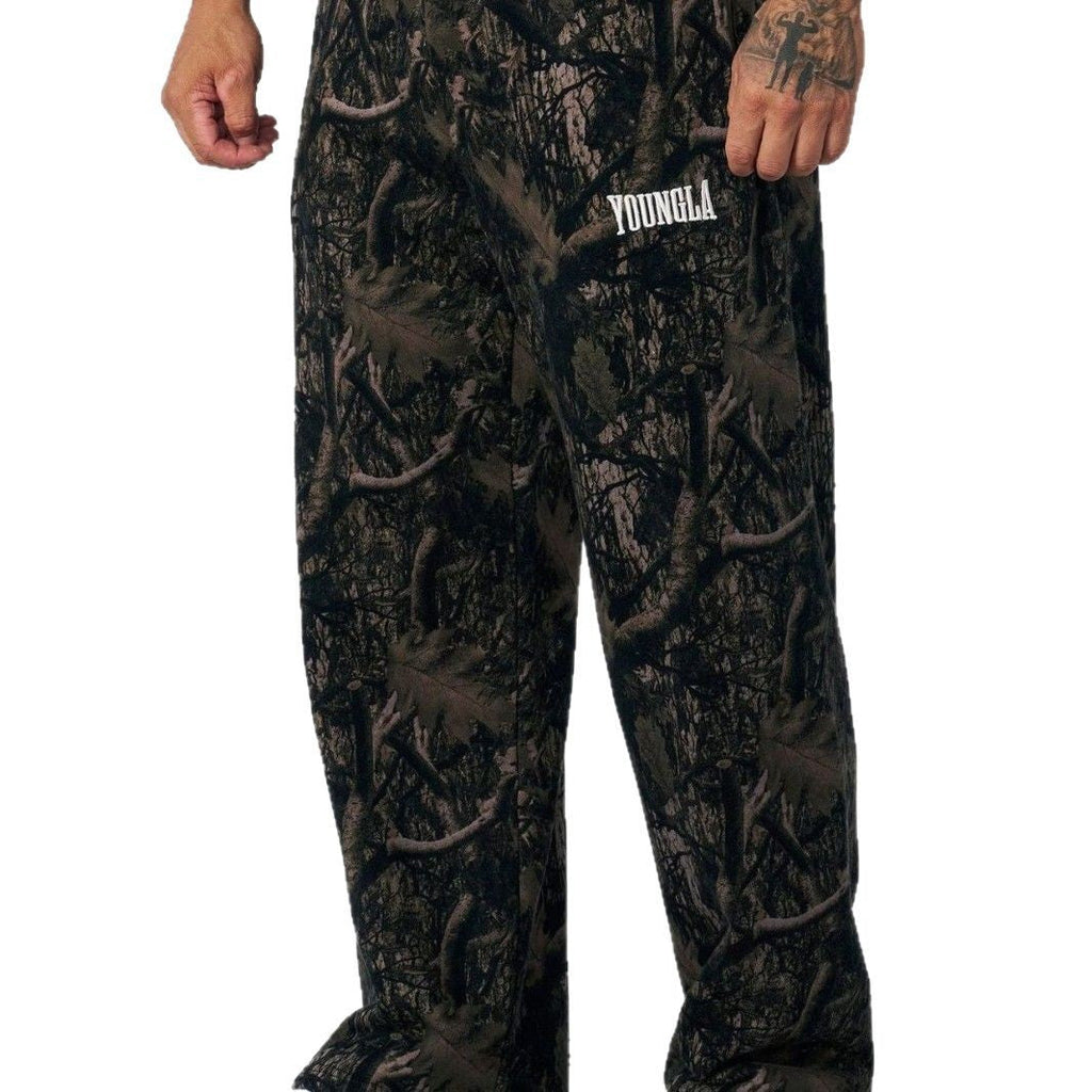 Men's wide camouflage joggers with elastic comfort waistband and thigh logo Fashion Glam