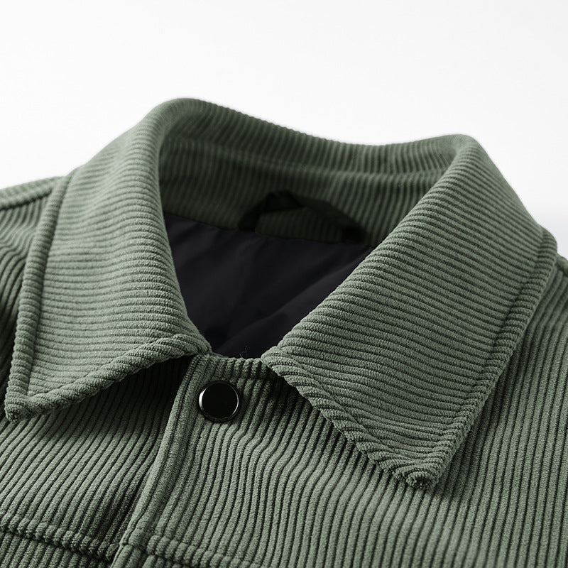 Men's textured corduroy overshirt with quilted lining and snap-button chest pockets Fashion Glam