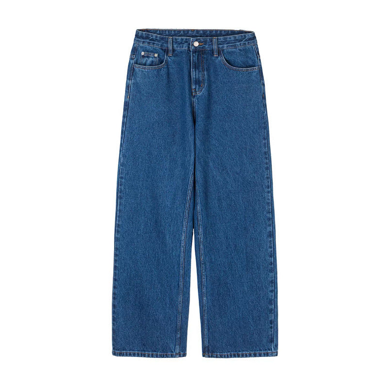 Women's Wide Denim Jeans with High Waist, Straight Leg and Five Pocket Design Fashion Glam