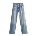Women's high-waist jeans with straight leg, five-pocket cut and vintage wash Fashion Glam