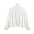 Women's short jacket in oversized bomber style with high stand-up collar and shoulder patches Fashion Glam