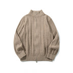 Unisex Zip Sweater with Stand-Up Collar and Vertical Structure Fashion Glam