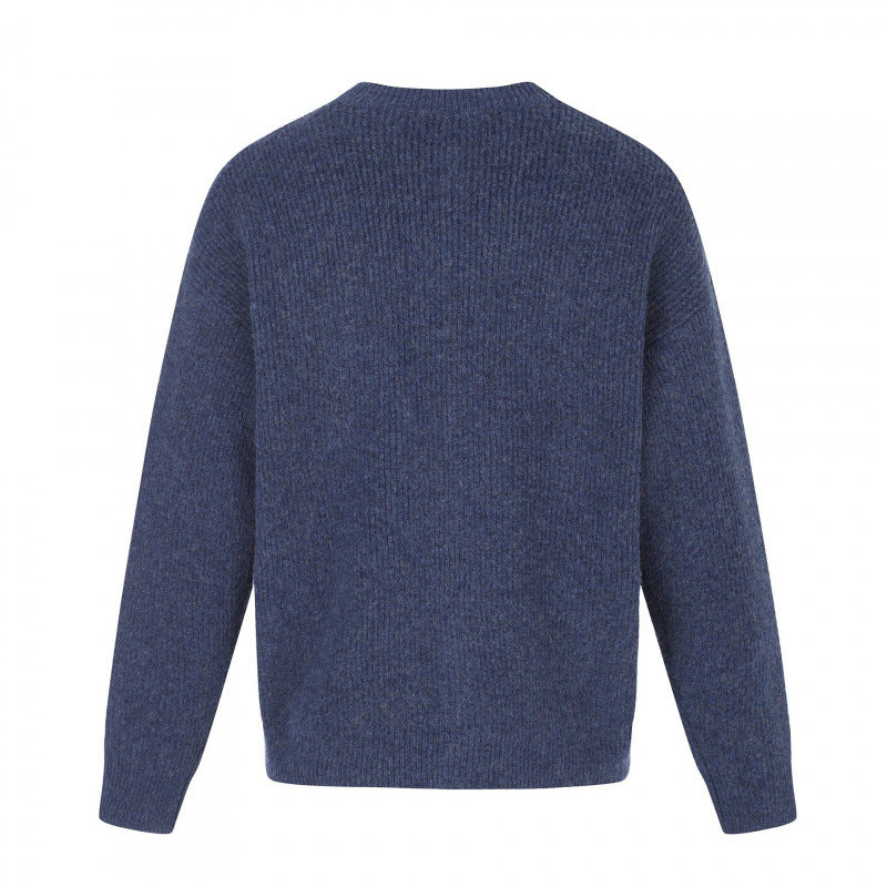 Unisex Boxy Knit Jacket with Round Neck, Continuous Button Placket and Fine Waffle Structure Fashion Glam