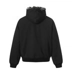 Unisex Short Boxy Bomber Jacket with Faux Fur Hood, Windproof Shell and Thermal Insulation Fashion Glam