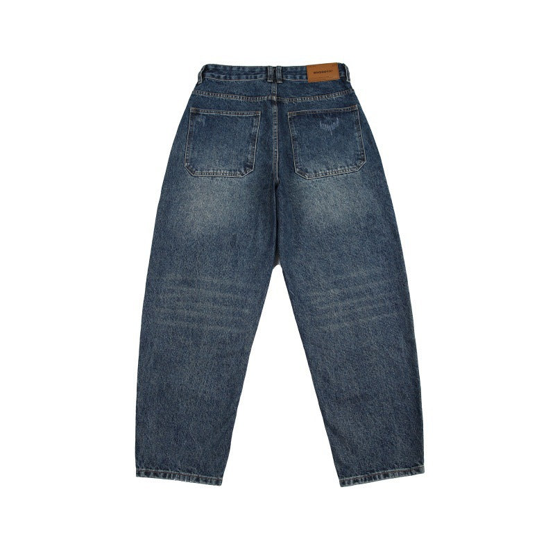 Unisex Wide Jeans with High Waist, Distinctive Seam Panels and Tapered Cropped Silhouette Fashion Glam