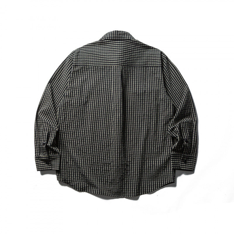 Men's Boxy Overshirt made of lightweight cotton blend with fine check pattern and chest flap pockets Fashion Glam