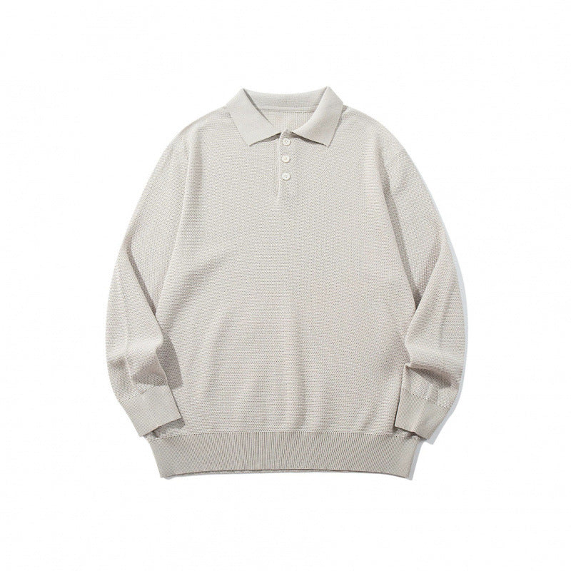 Unisex Boxy Fine Knit Polo Shirt with Henley Placket, Ribbed Cuffs and Raglan Sleeves Fashion Glam