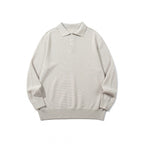 Unisex Boxy Fine Knit Polo Shirt with Henley Placket, Ribbed Cuffs and Raglan Sleeves Fashion Glam